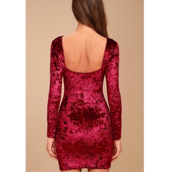 LULUS | Raspberry Red True Story Crushed Velvet Bodycon Dress | XL - Picture 7 of 7